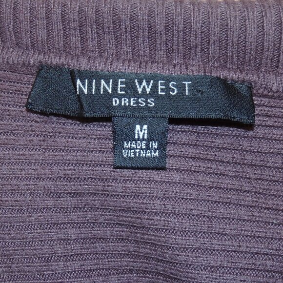 Nine West Cowl Neck Ribbed Knit Sweater Dress Brown Sz M - Picture 5 of 5